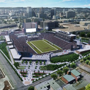 Aerial rendering of Protective Stadium